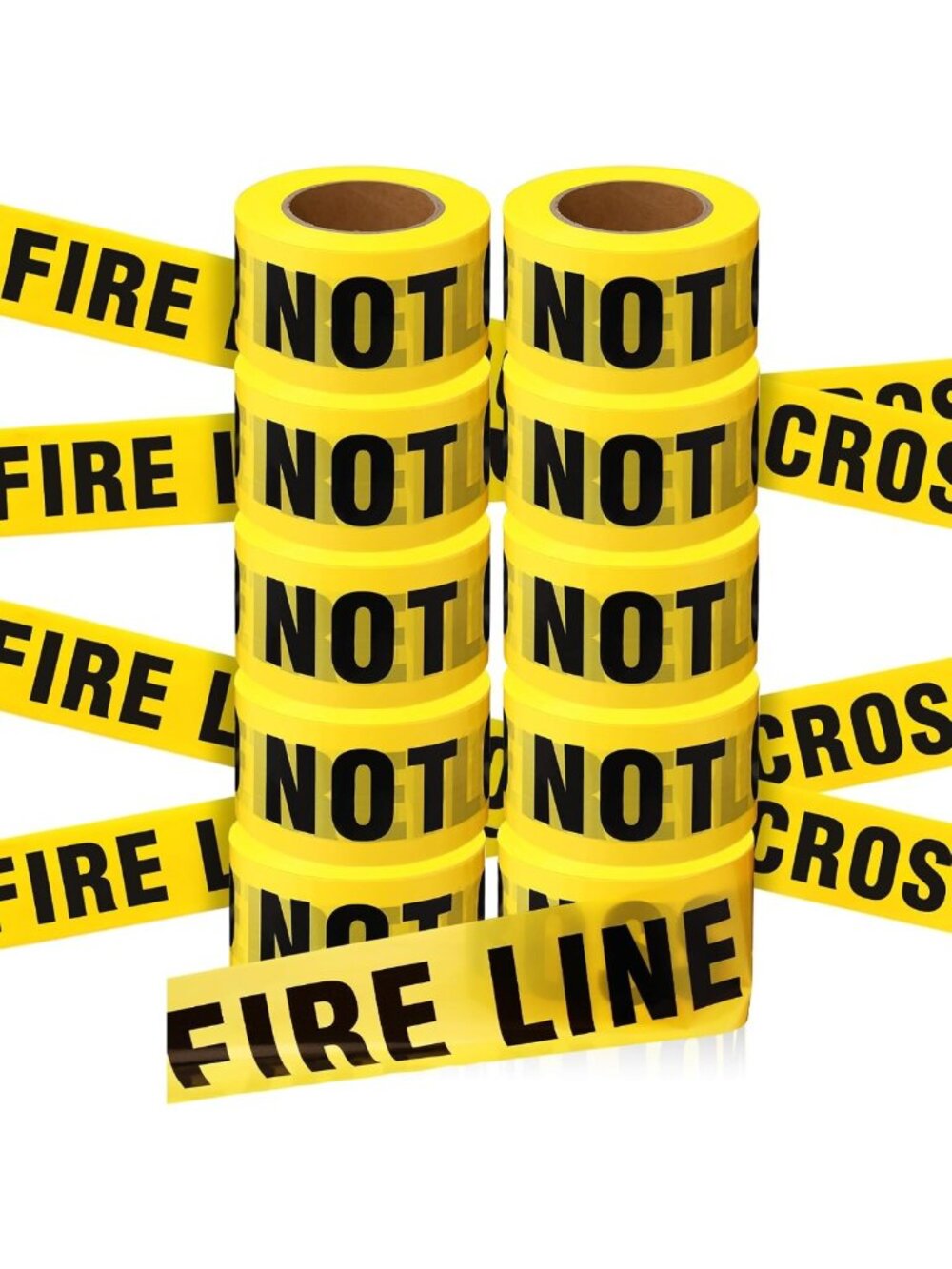 10 Rolls Waterproof Caution Tape - Yellow Fire Line Do Not Cross, Safety Marking